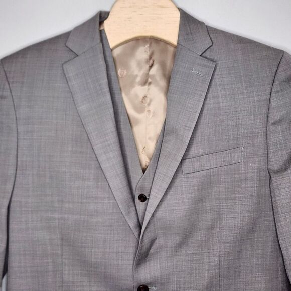 Lauren Ralph‎ Lauren 2 Piece Suit Men's 44L Gray Taupe Blazer and Vest READ